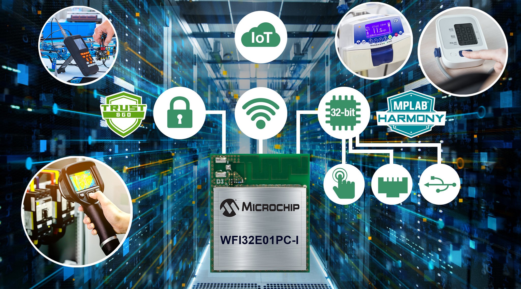 보안 32비트 Wi-Fi MCU 모듈, 클라우드 연결을 위해 사전 프로비저닝