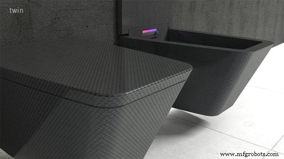 네로카보니오: 알베르토 델 비온디의 모던 카본파이버 변기 & 비데