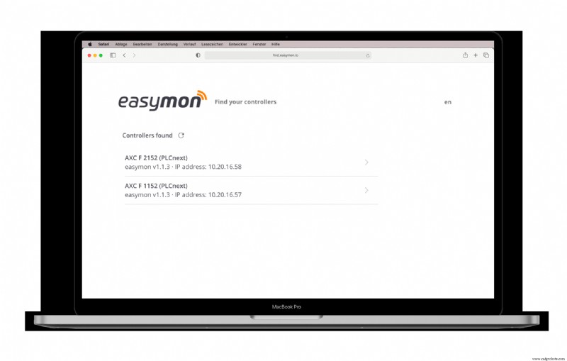 easymon 파인더: PLCnext 시스템을 위한 손쉬운 원격 모니터링